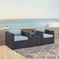 Biscayne 3pc Outdoor Wicker Seating Set - Mist - Crosley