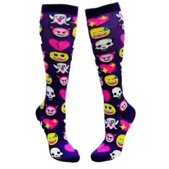 Emoji Face Patterned Knee High Socks from the Sock Panda (Women's Sizes, Adult Medium)