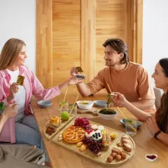 3-Piece Magnetic Bamboo Cheese Board Set | Wooden Chopping Boards with Deep Juice Grooves & Large Platter