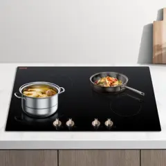 VEVOR Induction Cooktop, 6600W Electric Countertop Burner,4 Burner Knob Control Stove,Built-in Induction Cooktop with 12 Temperature Settings, Black