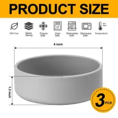 Itopfox Silicone Microwave Egg Cooker, 3 Pack Air Fryer Egg Molds, Individual Egg Cups for Sandwiches Breakfast - Grey