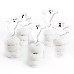 Big Dot of Happiness Spooky Ghost - Dessert Cupcake Toppers - Halloween Party Clear Treat Picks - Set of 24