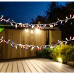 Northlight Mini Patriotic Garland Lights - Red, Clear and Blue  - 5.5' - White Wire - 105ct