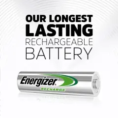 Energizer 4pk Power Plus Rechargeable AA Batteries: 2300mAh, 1.2V, Silver
