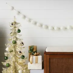 72" Christmas All White Poms Garland Ivory - Wondershop&trade;