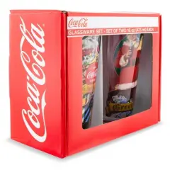 Silver Buffalo Coca-Cola Vintage Santa Claus 16-Ounce Pint Glasses | Set of 2