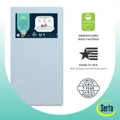 Serta Perfect Embrace Eco Crib and Toddler Mattress - Greenguard Gold - Waterproof - White/Blue