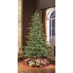 Puleo 6.5ft Pre-lit Artificial Christmas Tree Alaskan Fir: Hinged Branches, 500 Clear Lights, Indoor Use, Includes Stand