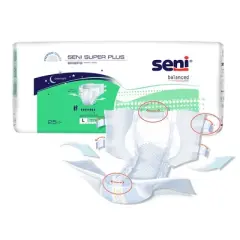 Seni Super Plus Adult Incontinence Brief L Heavy Absorbency Breathable / Overnight, S-LA25-BP1, Severe