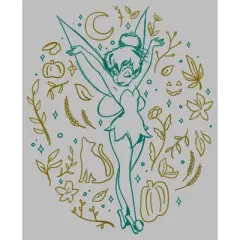 Girl's Peter Pan Tinkerbell Spooky Line Art Green T-Shirt