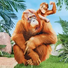 Collections Etc Realistic Mom and Baby Orangutan Outdoor Garden Stake