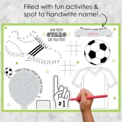 Big Dot of Happiness Goaaal - Soccer - Paper Birthday Party Coloring Sheets - Activity Placemats - Set of 16