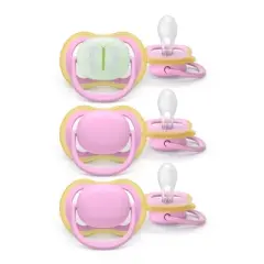 Philips Avent Ultra Air Pacifiers 6-18m - Pink/Butterfly Day+Night - 3pk