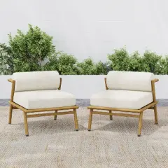 Christopher Knight Home Gretel Outdoor Modern Iron Upholstered Armless Club Chair (Set of 2)