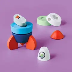 Wooden Rocket Stacking Toy - 8pc - Gigglescape&trade;: Educational Wooden Toys for Toddlers, Shapes & Colors, Fine Motor Skills