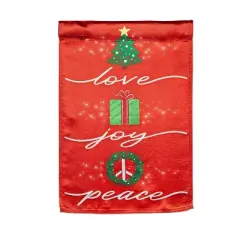 Evergreen Garden Flag Love, Joy, Peace Lustre Double Sided Indoor Outdoor Decor 18" x 12.5"