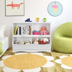 Tangkula Multi-Bin Kids Toy Storage Organizer Toy Display Shelf Bookcase