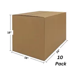 UOFFICE Pack of 10 Corrugated Boxes - 24" x 18" x 18" Cardboard Shipping Box Moving Cartons