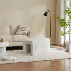 TiramisuBest Storage Ottoman Corduroy Bench Cat's Nest 3D Lamb Fleece Ottoman Oval Storage Bench Multi Functional Ottoman Seat Living Room