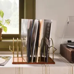 Vinyl Storage Solution Wood/Brass - Hearth & Hand&trade; with Magnolia