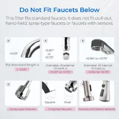 Waterdrop Sink Filter Water Faucet for Skin Care, Bathroom Faucet Filter, 320 Gallons, NSF Certified Water Purifier, 0.01&mu;m Ultra-Filtration System