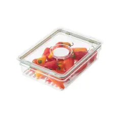 iDESIGN Large Short Produce Storage Bin with Insert Tray The Fresh Collection Clear Bin: Kitchen Cabinet Organizer, Plastic