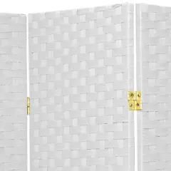 7 ft. Tall Woven Fiber Room Divider - White (8 Panel)