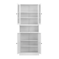 Gulches Freestanding Metal Kitchen Pantry Cabinet - 72" Tall with Adjustable Shelves, Heavy Duty Stainless Steel Frame, White 27.6"W