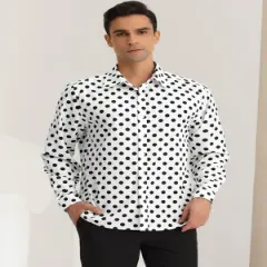 Lars Amadeus Men's Button Down Long Sleeves Casual Polka Dots Print Shirts