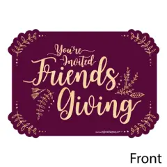 Big Dot of Happiness Elegant Thankful for Friends - Shaped Fill-in Invitations - Friendsgiving Party Invitation Cards with Envelopes - Set of 12