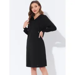 cheibear Womens Sleepwear Pajama Dress with Pockets Lounge Nightshirt Hoodies Nightgown