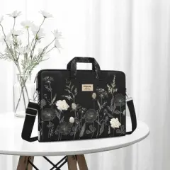 Laptop Bag for Women, 15 inch Computer Bag Compatible Messenger Shoulder Sleeve with Strap, Retro Flower