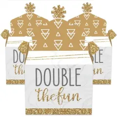Big Dot of Happiness It's Twins - Treat Box Party Favors - Gold Twins Baby Shower Goodie Gable Boxes - Set of 12