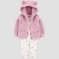 Carter's Just One You&reg; Baby Girls' 3pc Bear Sweatshirt & Pants Set - Pink
