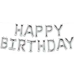LOONBALLOON Air-Fill Balloon Kit HAPPY BIRTHDAY Silver &ndash; Stylish Party Decoration