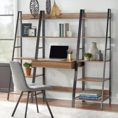 3pc Denton Ladder Desk and Shelf Walnut/Black - Buylateral