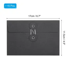 Unique Bargains Sturdy Paper Blank Card Envelopes with String Tie Closure 15 Pcs
