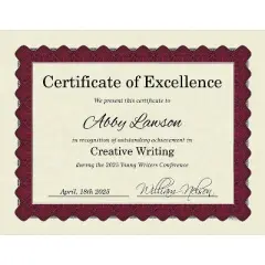 Great Papers Certificates 8.5" x 11" Beige and Mattec Red 25/Pack (934125)