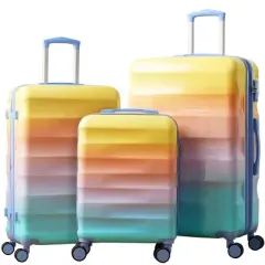 FURNIinspire Bag And Luggage 3 Piece Sets Carry On Luggage, Travel Luggage Set Hard Shell Suitcases with Wheels, Multicolored, 12.2"*19.7"*30.1"