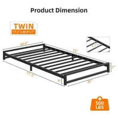 Whizmax 6 Inch Twin Size Bed Frame Heavy Duty Metal Platform Bed Frame, Steel Slats Support and Mattress Foundation, No Box Spring Needed, Black