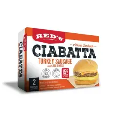 Red's All Natural Frozen Ciabatta Turkey Sausage Egg Cheese Sandwich - 8.1oz/2ct