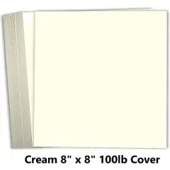 Hamilco 8x8 Cream White Scrapbook Cardstock Paper 100lb Cover Card Stock 100 Pack