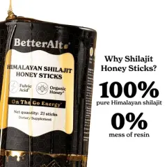 Better Alt Shilajit Honey Sticks - Himalayan Shilajit for Men and Women - Natural Energy & Immunity Support - 21ct