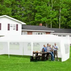 Tangkula 10' x 30' Outdoor White Wedding Party Event Tent with 5 Removable Side Walls