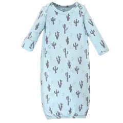 Touched by Nature Baby Boy Organic Cotton Long-Sleeve Gowns 3pk, Cactus Llama