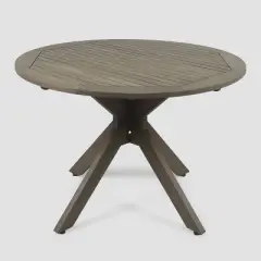 Stamford Round Acacia Wood Dining Table with X-Shaped Base Gray - Christopher Knight Home