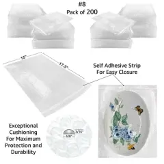 UOFFICE 200 Bubble Out Bags 15" x 17.5" Self-Sealing Pouches