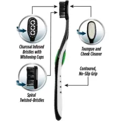 RM Oral Charcoal 360 WhiteningToothbrush, Medium Bristles, 2Ct