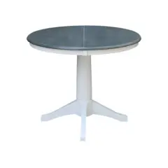 36" Dining Height Morse Round Top Pedestal Drop Leaf Dining Table White/Heather Gray - International Concepts