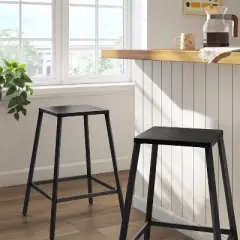 2pk Metal Counter Height Barstool Black - Room Essentials&trade;: Steel Frame, Powder-Coated Finish, Armless Design
